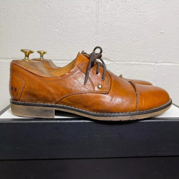BED STU Distressed Brown Leather Cap Toe Oxford Dress Shoes Men's Size 10US - Picture 1 of 9